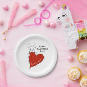 パーソナライズされた可愛いフランスのブルドッグと赤いハート ペーパープレート (パーティー)