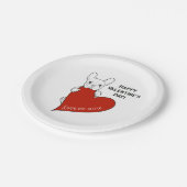 パーソナライズされた可愛いフランスのブルドッグと赤いハート ペーパープレート (アングル)