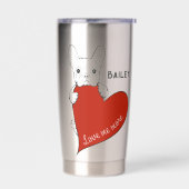 パーソナライズされた可愛いフランスのブルドッグと赤いハート 保温保冷タンブラー (左面)