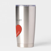 パーソナライズされた可愛いフランスのブルドッグと赤いハート 保温保冷タンブラー (背面)