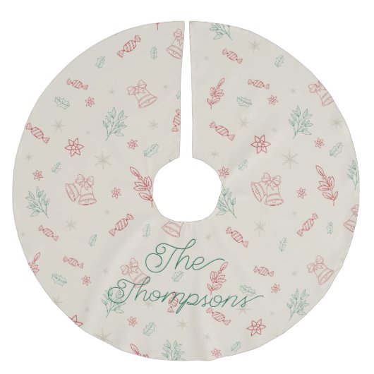 パーソナライズされた可愛いミニマルクリスマス ブラッシュドポリエステルツリースカート (正面)