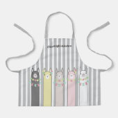 パーソナライズされた可愛いレトロカラフルラマガールキッズ エプロン (正面)