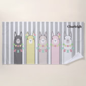 パーソナライズされた可愛いレトロラカラフルマスキッズ ビーチタオル (正面)