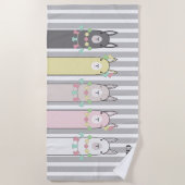 パーソナライズされた可愛いレトロラカラフルマスキッズ ビーチタオル (正面)