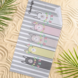 パーソナライズされた可愛いレトロラカラフルマスキッズ ビーチタオル