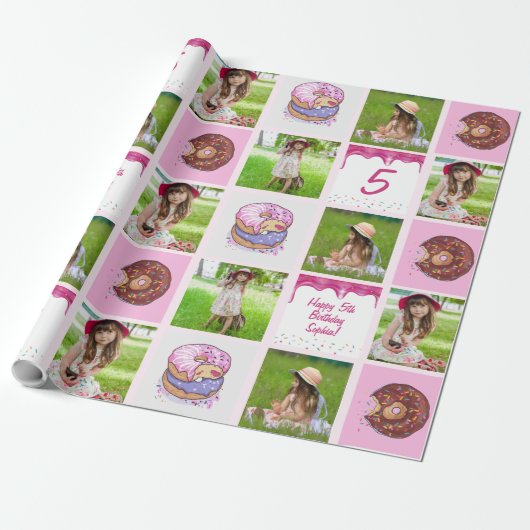 パーソナライズされた可愛い女の子のカスタマイズ写真 ラッピングペーパー (アンロールド)