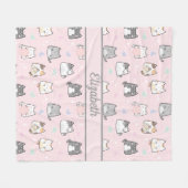 パーソナライズされた可愛い猫お洒落グレイ フリースブランケット (正面(横))