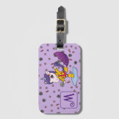 パーソナライズされた可愛い&シンプルパープルユニコーンフローラ ラゲッジタグ (正面縦)