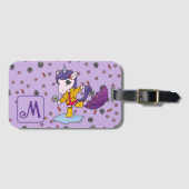 パーソナライズされた可愛い&シンプルパープルユニコーンフローラ ラゲッジタグ (正面横)