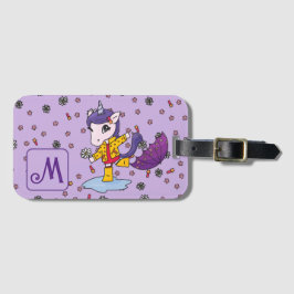 パーソナライズされた可愛い&シンプルパープルユニコーンフローラ ラゲッジタグ