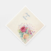 パーソナライズされた名前と文字結婚のバラ スタンダードランチョンナプキン (角)