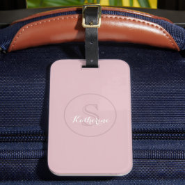 パーソナライズされた名前のイニシャル モノグラム ダスティ ローズ ラゲッジタグ
