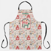 パーソナライズされた名前のクリスマス料理キッチン名言 エプロン (正面)