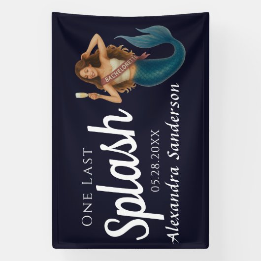 パーソナライズされた名前の人魚のブライズメイドパーティー 横断幕 (縦)