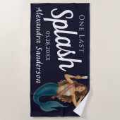 パーソナライズされた名前の人魚の花嫁おわかれ会 ビーチタオル (正面)