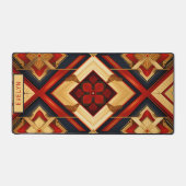 パーソナライズされた名前の幾何学的な優雅さ 赤 ゴールド デスクマット (正面)