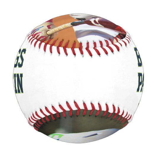 パーソナライズされた名前をカスタムすると写真の野球 野球ボール (裏面)