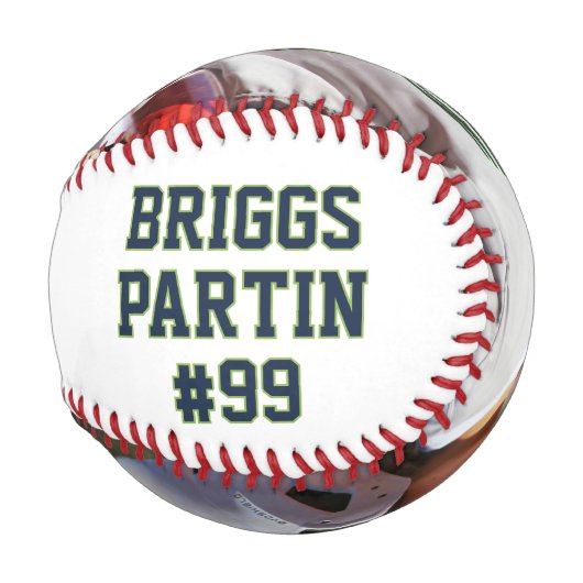 パーソナライズされた名前をカスタムすると写真の野球 野球ボール (裏面左)