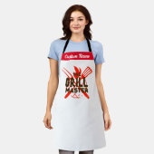 パーソナライズされた名前をカスタムするグリルマスターメンズウォメンズ エプロン (着用した状態)