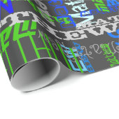 パーソナライズされた名前をカスタムするコラージブルー誕生日 ラッピングペーパー (ロールコーナー)