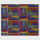 パーソナライズされた名前をカスタムするコラージュカラフル誕生日 ラッピングペーパー (フラット)