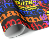 パーソナライズされた名前をカスタムするコラージュカラフル誕生日 ラッピングペーパー (ロールコーナー)