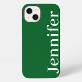 パーソナライズされた名前をカスタムするシンプルダークエレガントグリーン iPhoneケース (裏面)