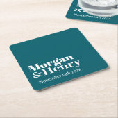 パーソナライズされた名前をカスタムするシンプルモダンミニマル スクエアペーパーコースター (アングル)