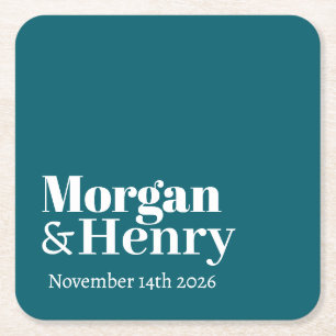 パーソナライズされた名前をカスタムするシンプルモダンミニマル スクエアペーパーコースター