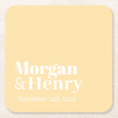 パーソナライズされた名前をカスタムするシンプルモダンミニマル スクエアペーパーコースター (正面)
