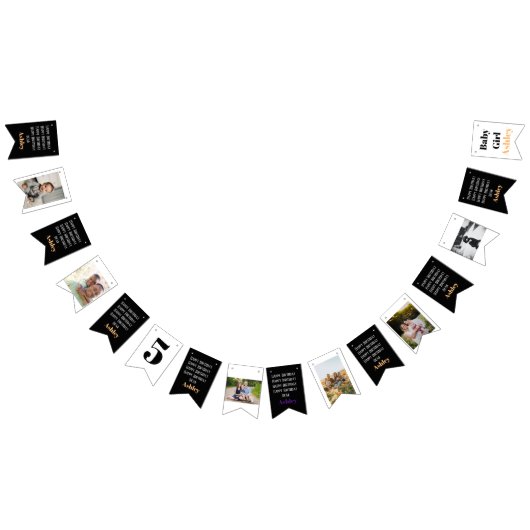 パーソナライズされた名前をカスタムするスタイリッシュモダン写真 バンティングフラッグ (全)