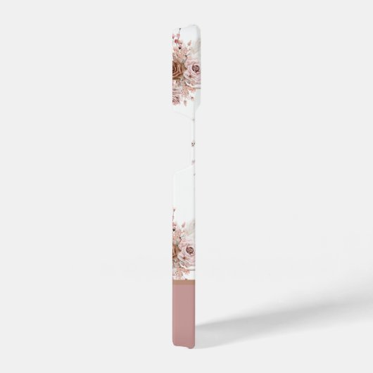 パーソナライズされた名前をカスタムするピンクフローラ iPhoneケース (右側面)