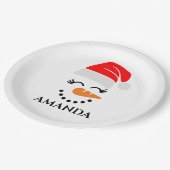 パーソナライズされた名前をカスタムする付きクリスマス雪だるま ペーパープレート (アングル)