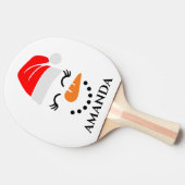 パーソナライズされた名前をカスタムする付きクリスマス雪だるま 卓球ラケット (横)