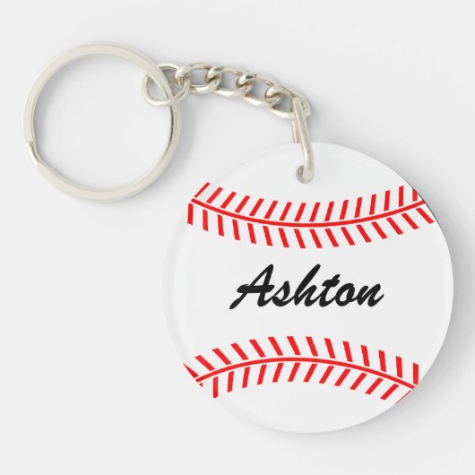パーソナライズされた名前をカスタムする付き野球キーチェーン キーホルダー (正面)