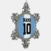 パーソナライズされた名前をカスタムする数アルゼンチン国旗 スノーフレークピューターオーナメント (左)