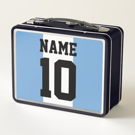 パーソナライズされた名前をカスタムする数アルゼンチン国旗 メタルランチボックス (裏面)