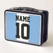 パーソナライズされた名前をカスタムする数アルゼンチン国旗 メタルランチボックス (正面)