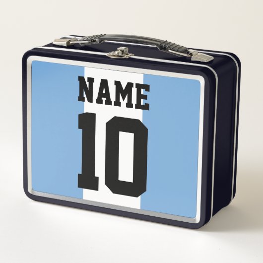 パーソナライズされた名前をカスタムする数アルゼンチン国旗 メタルランチボックス (正面)