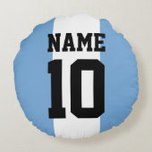 パーソナライズされた名前をカスタムする数アルゼンチン国旗 ラウンドクッション (裏面)