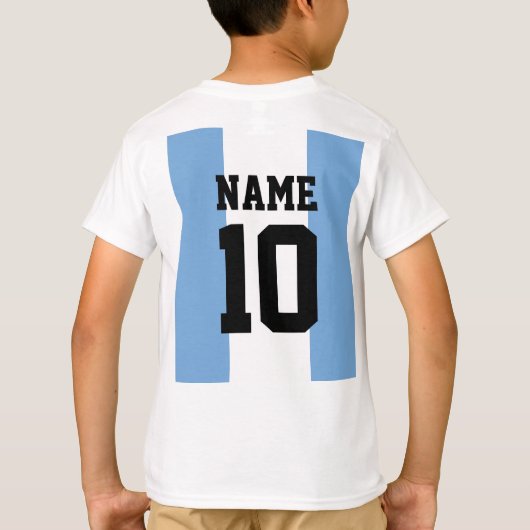 パーソナライズされた名前をカスタムする数アルゼンチン国旗 Tシャツ (裏面)