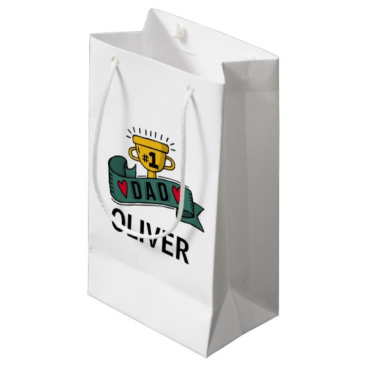 パーソナライズされた名前をカスタムする父の日 |抱き枕 スモールペーパーバッグ (正面アングル)