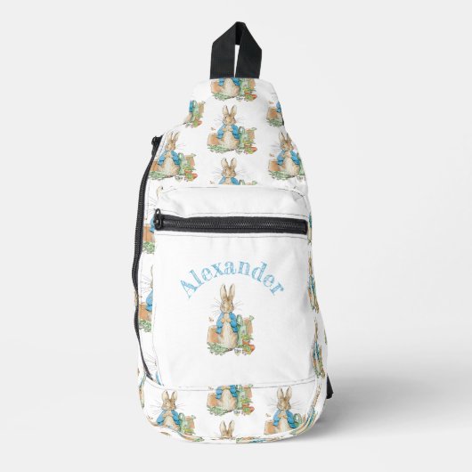 パーソナライズされた名前ピーターウサギ スリングバッグ (正面)
