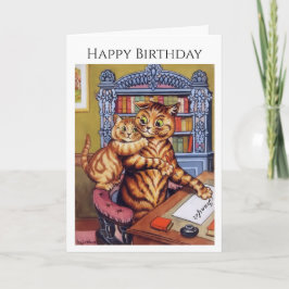 パーソナライズされた名前誕生日ネコKitten Louis Wain カード