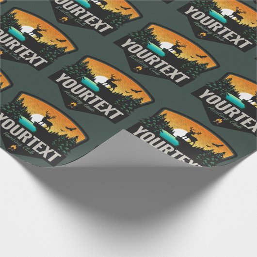 パーソナライズされた名前 エルク狩猟 荒野の夕焼け ラッピングペーパー (角)