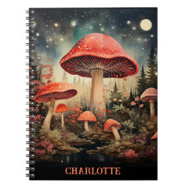 パーソナライズされた名前 魅惑の魔法の妖精のキノコ ノートブック