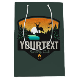 パーソナライズされた名前 鹿狩り ワイルダネス サンセット ミディアムペーパーバッグ