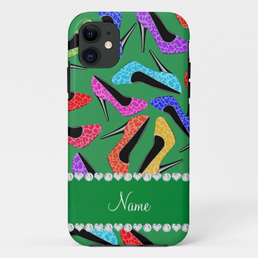 パーソナライズされた名前green rainbow leopardハイヒール Case-Mate iPhoneケース (裏面)