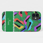 パーソナライズされた名前green rainbow leopardハイヒール Case-Mate iPhoneケース (裏面(横))