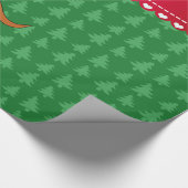 パーソナライズされた名前kangaroo green christmas trees ラッピングペーパー (角)